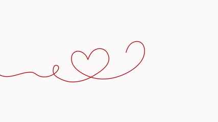 Poster - Hearts couple continuous line drawing animation. Love doodle symbol animated video.