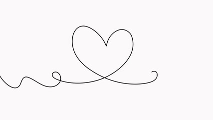 Poster - Heart continuous one line drawing video. Love doodle symbol animation.
