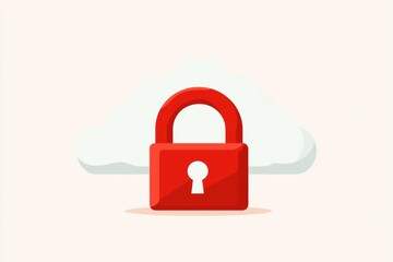 Aufkleber - Digital Security Shield with Red Lock Icon on Cloud Background for Cyber Safety