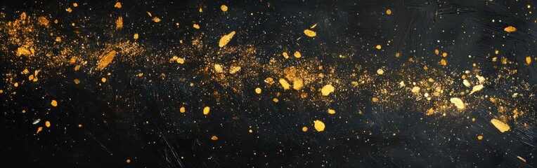 Aufkleber - Mix of warm yellow and sunny gold sparkles floating in dark space creates a vibrant atmosphere for celebration and joy