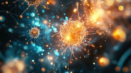 Poster - Abstract Microbiology Concept with Colorful Bacteria and Cells