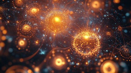 Poster - Vibrant Abstract Representation of Cosmic Energy and Particles