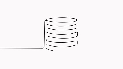 Poster - Animated coins stack continuous line drawing video. Business money symbol concept animation.