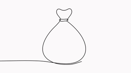 Poster - Money bag continuous line drawing animation. Business symbol concept animated video.