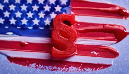 Poster - Red Paragraph Symbol on USA Flag Paint Texture