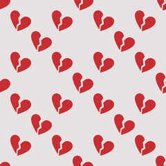 Poster - Broken Red Heart seamless pattern vector heartbreak background