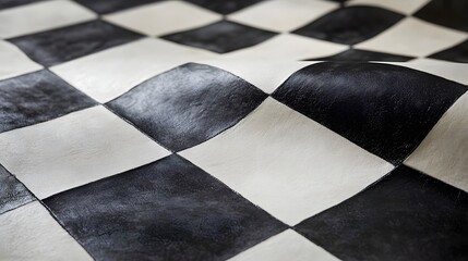 Poster - Striking minimalist checkerboard pattern featuring high contrast black and white tones a bold contemporary geometric structure and a sleek simplified design aesthetic