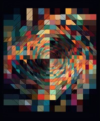 Poster - Abstract Geometric Pattern with Vibrant Colors and Dynamic Shapes