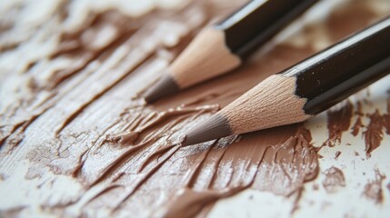 Poster - Soft pastel mint strokes blend seamlessly with brown pencil marks on textured paper in an artistic workspace