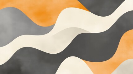 Aufkleber - Soft pencil strokes create a gradient wave pattern in muted tones of gray, cream, and orange with a curved design