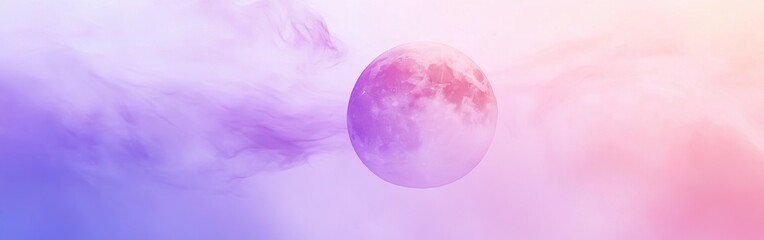 Poster - Lavender and pink gradient sky featuring a mystical orb surrounded by soft clouds during twilight