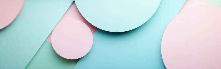 Aufkleber - Overlapping geometric shapes in soft pastel hues creating a harmonious visual composition
