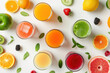 © AlfredoGiordano - close up horizontal colorful image of different juices and smoothies, view from above