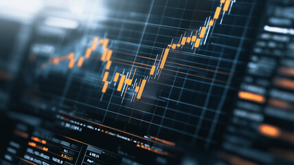 Poster - Stock market graph showing upward trend on screen
