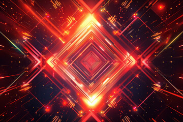 Wall Mural - close up horizontal abstract glowing red shapes and lights background