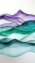 Aufkleber - Gradient wave layers in emerald green and sapphire hues create a mesmerizing visual experience in contemporary design