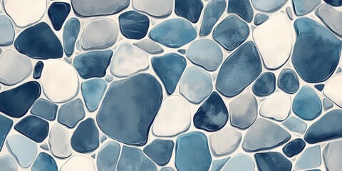 Poster - Illustration of pebble-texture pattern featuring varying shades of blue and gray for decorative use in design projects