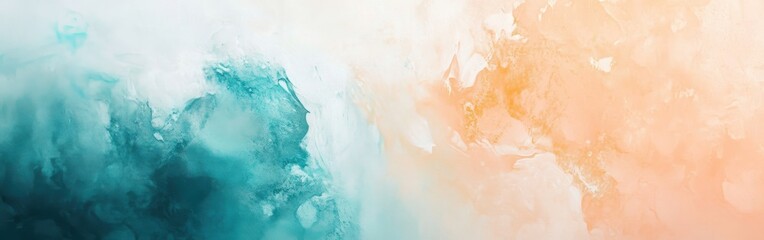 Poster - Elegant blend of muted teal and peach hues creates a serene atmosphere in a subtle gradient