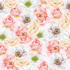 Wall Mural - beautiful floral leaves seamless pattern