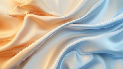 Poster - Softly draped fabric with elegant gradient blending warm orange and cool blue tones in a soothing composition