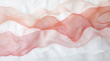 Aufkleber - Flowing silk ribbons in a soft wave pattern against a clean white background creating an elegant touch
