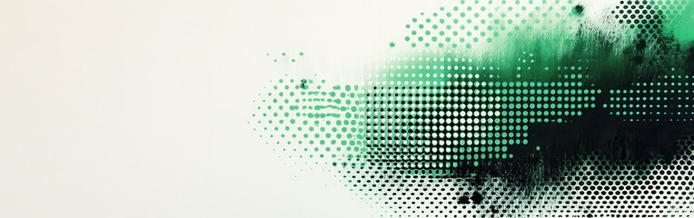 Leinwandbilder - Bold black halftone dots transitioning into deep green tones in a contemporary abstract design