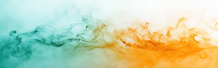 Poster - Translucent amber and mint strokes create a dreamy abstract composition in soft hues