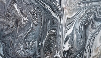 Poster - black and white fluid marble texture with organic swirling pattern, perfect for background, branding, and modern design