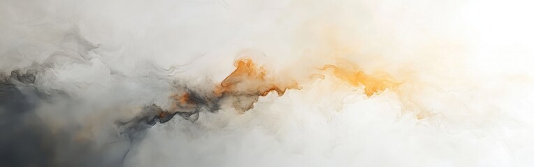 Poster - Pale gray and amber mist creating a tranquil abstract atmosphere in soft textures and hues