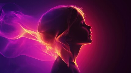 Leinwandbilder - Child radiates vibrant energy in colorful visual display during dusk