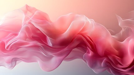 Poster - Ethereal and flowing pink chiffon fabric in abstract wavy dynamic motion creating a soft dreamy and romantic background  The transparent sheer material moves with grace and elegance