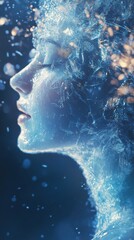 Aufkleber - Surreal representation of a glowing woman exuding ethereal light in a dreamlike atmosphere