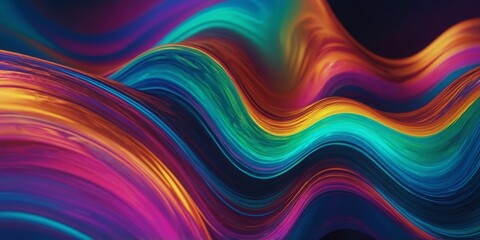 Poster - vibrant waves of color blend together in a dynamic abstract composition filled with energy