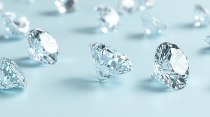 Aufkleber - Sparkling clear diamonds scattered on a sleek white surface create a stunning visual effect