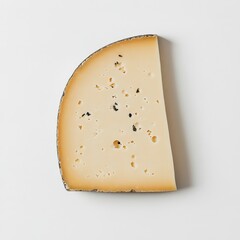Poster - Slice of Swiss cheese showing characteristic holes and pale color on neutral background