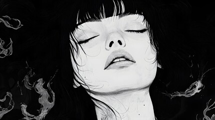 Poster - a captivating digital showcasing an intricately refined design with layered ink textures and a sophi