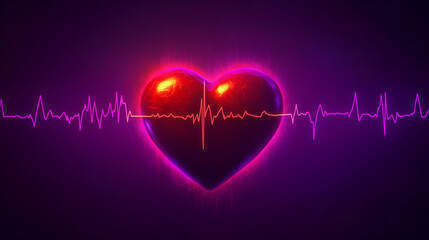 Wall Mural - Love in Motion A Neon-Glowing Heartbeat Visualization