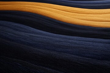 Leinwandbilder - Contemporary wave pattern showcases a blend of navy blue and gold organic shapes, providing colorful elegance and ample copy space for design versatility