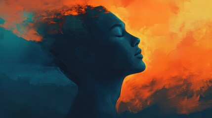 Poster - Mystical profile filled with vibrant colors illustrating inner thoughts and emotions in abstract art