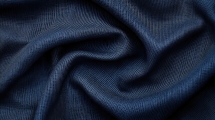 Poster - Smooth deep navy blue fabric draped softly to create elegant textures and patterns for various artistic applications