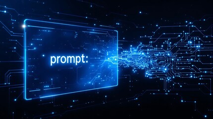 Poster - Futuristic Digital Interface with Prompt Display