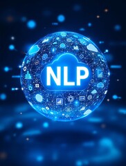 Poster - NLP technology, a futuristic abstract illustration