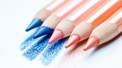 Poster - gradient blending with soft pencil strokes in hues of peach and blue creates a calming visual effect