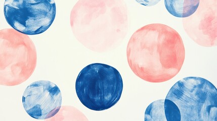 Poster - Soft pencil strokes create abstract shapes with blue and pink colors on a light background
