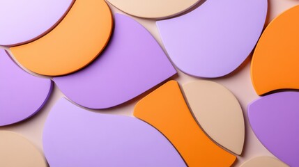 Aufkleber - Colorful pastel lavender and amber shapes create an intriguing wall design in a contemporary space