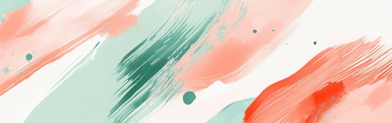 Poster - Soft pastel mint and coral dashed patterns create a tranquil ambiance for creative projects or relaxed settings