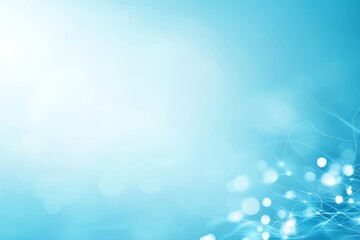 Poster - Nerve cells and neurons are interconnected by glowing electrical impulses, showcasing brain functions in soft blue tones with ample copy space