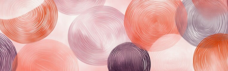 Aufkleber - Overlapping pencil strokes create abstract circles in muted colors with a soft gradient background