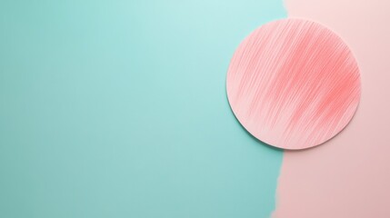 Poster - Minimalist composition exploring negative space with soft pastel colors and circular shape on a textured background