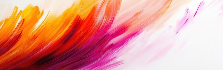 Poster - Radiating amber and pink strokes create a vibrant burst of color in a minimalist art composition
